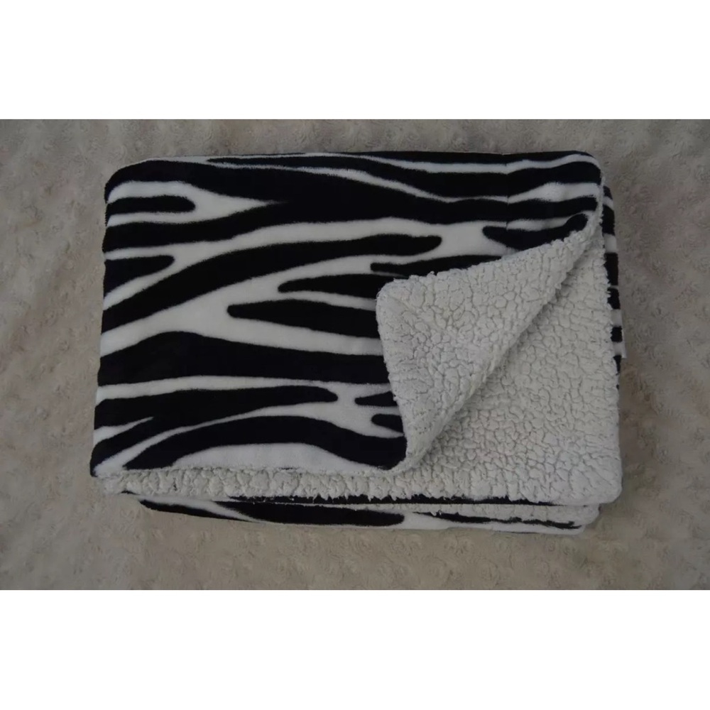 Little Miracles Zebra Print Baby Blanket Black White Sherpa Security Lovey